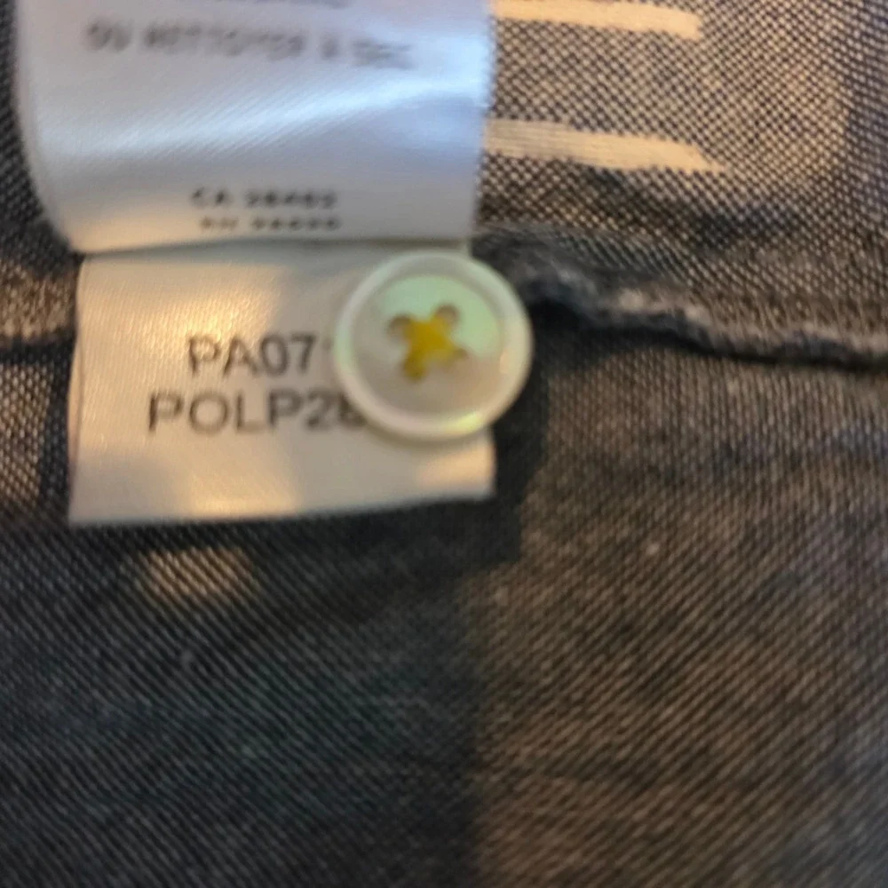 Lilla P Womens XS Blue White Dash Print Cotton Maxi Dress Fringe Hem Button Back - Picture 9 of 12